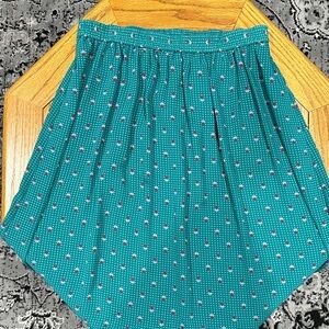 *CATALINA* Plus Vintage Teal x White Circle Polka Dot Stretch Waist Skirt Sz 14